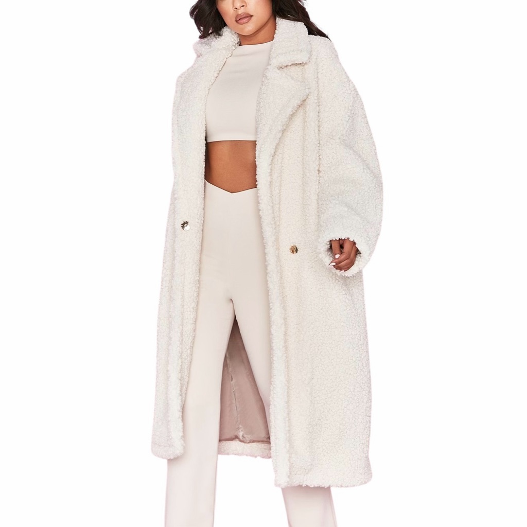House Of Cb Bear Milk White Faux Fur Sherpa Coat Size S Nwt